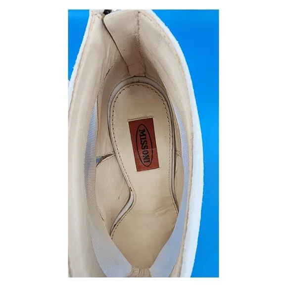 MISSONI NWOB Pony Hair Suede Mesh Panel White Bootie - Picture 12 of 15